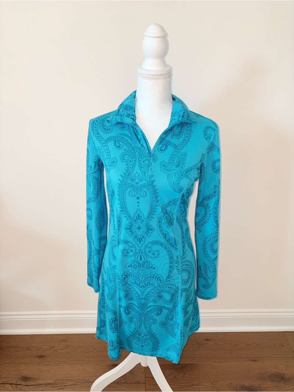 Turquoise Paisley Long Sleeve Tunic Dress